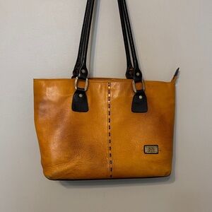 Vintage Bessel Tan and Black Leather leather laptop, purse